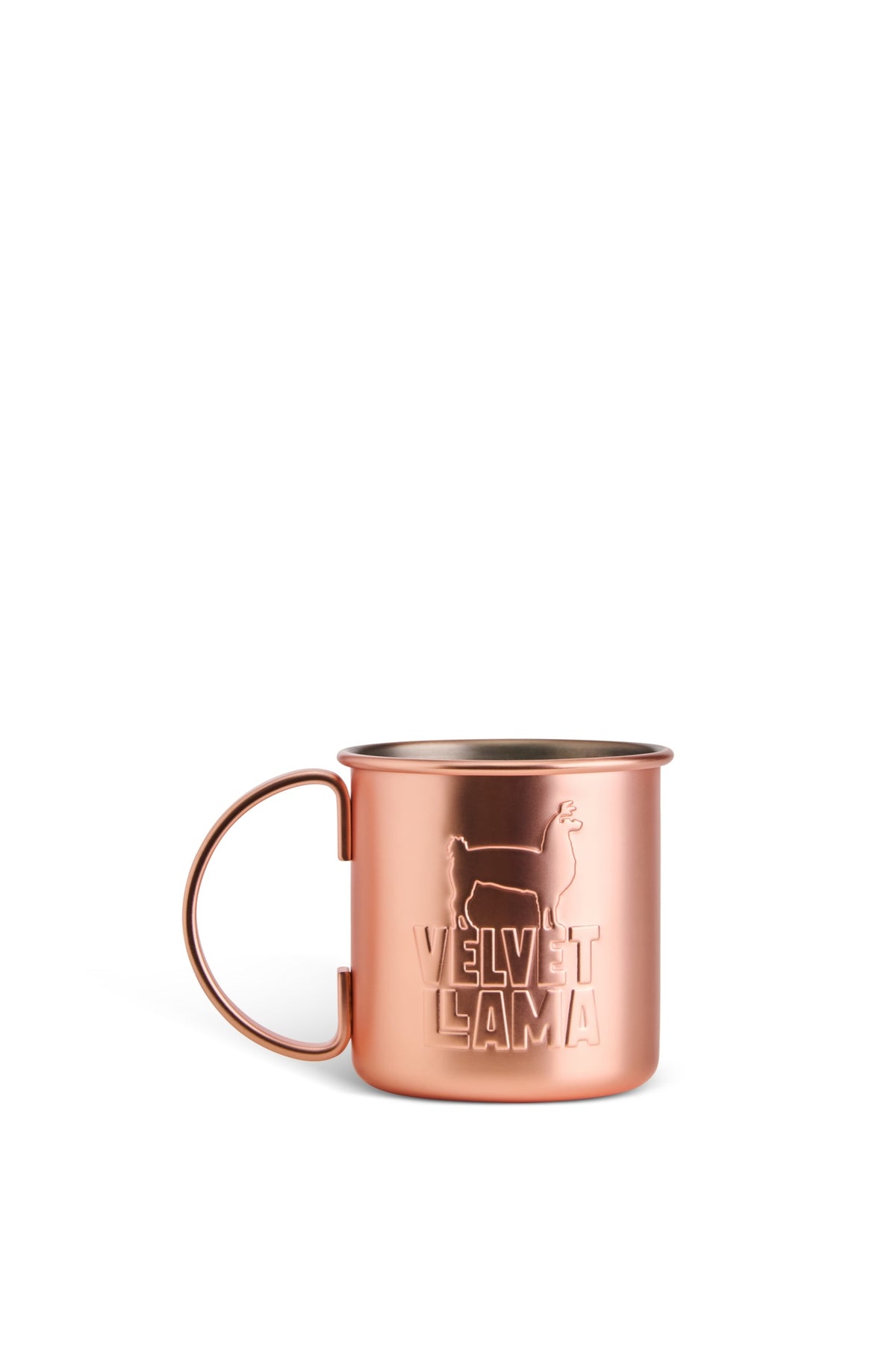 Embossed copper Velvet Llama Moscow Mule mug