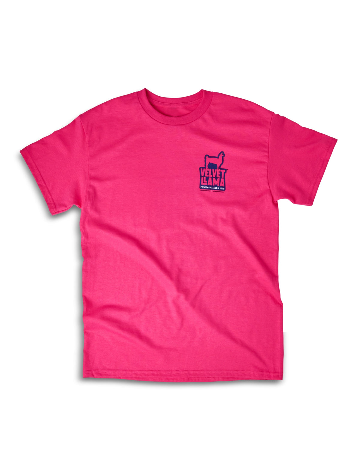 Magenta Velvet Llama graphic tee, front with left-chest print