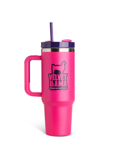 Magenta Velvet Llama 40oz insulated tumbler